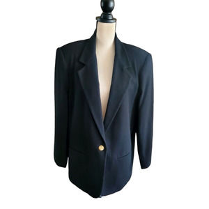 Vintage Savannah Black Pure Wool Blazer Jacket Lined Sz 16